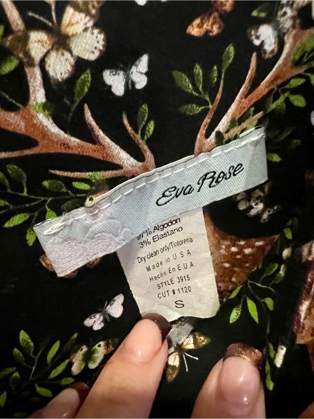Eva Rose Black Floral Stag Print Dress